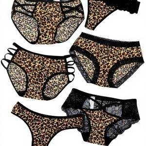 Culotte string dentelle léopard ADOSSAC femme taille basse