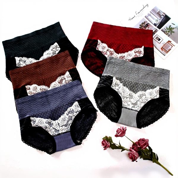 Culotte femme coton taille haute lot de 5 slips dentelle