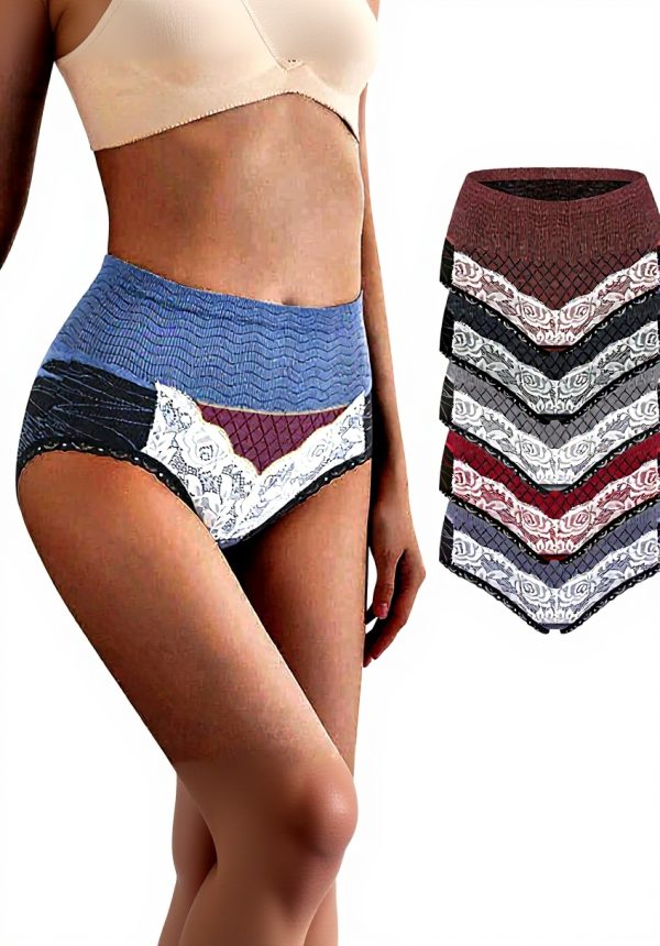 Culotte femme coton taille haute lot de 5 slips dentelle