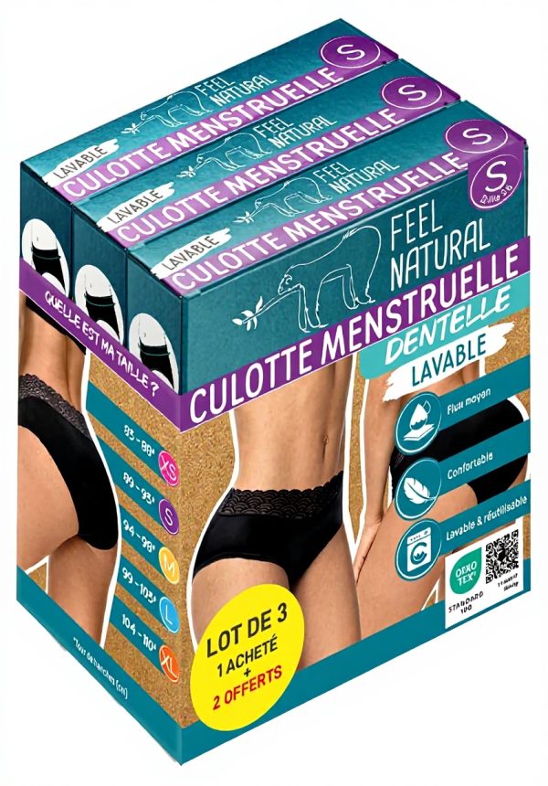 Culottes menstruelles lavables Feel Natural lot de 3
