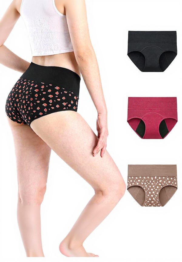 Culotte menstruelle INNERSY coton taille haute lot de 3