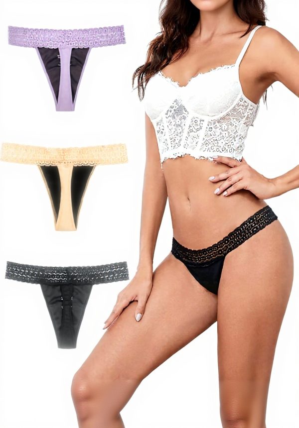 Shaperisfree string dentelle femme coton menstruel étanche