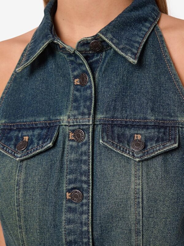 Robe en jean sans manches NOISY MAY col boutonnage intégral-4