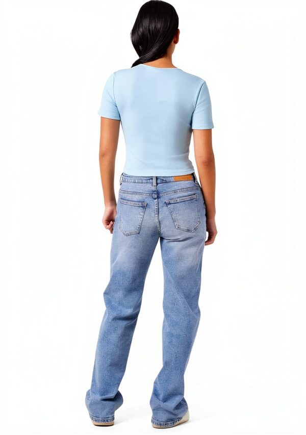 T-shirt Femme Bestseller Côtelé Détail Découpé Blanc-1