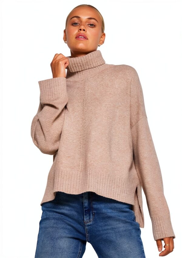 Pull col roulé Bestseller laine mélangée femme décontracté-6