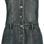 Robe en jean sans manches NOISY MAY col boutonnage intégral-0