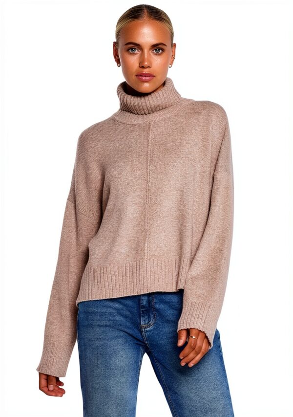 Pull col roulé Bestseller laine mélangée femme décontracté-2