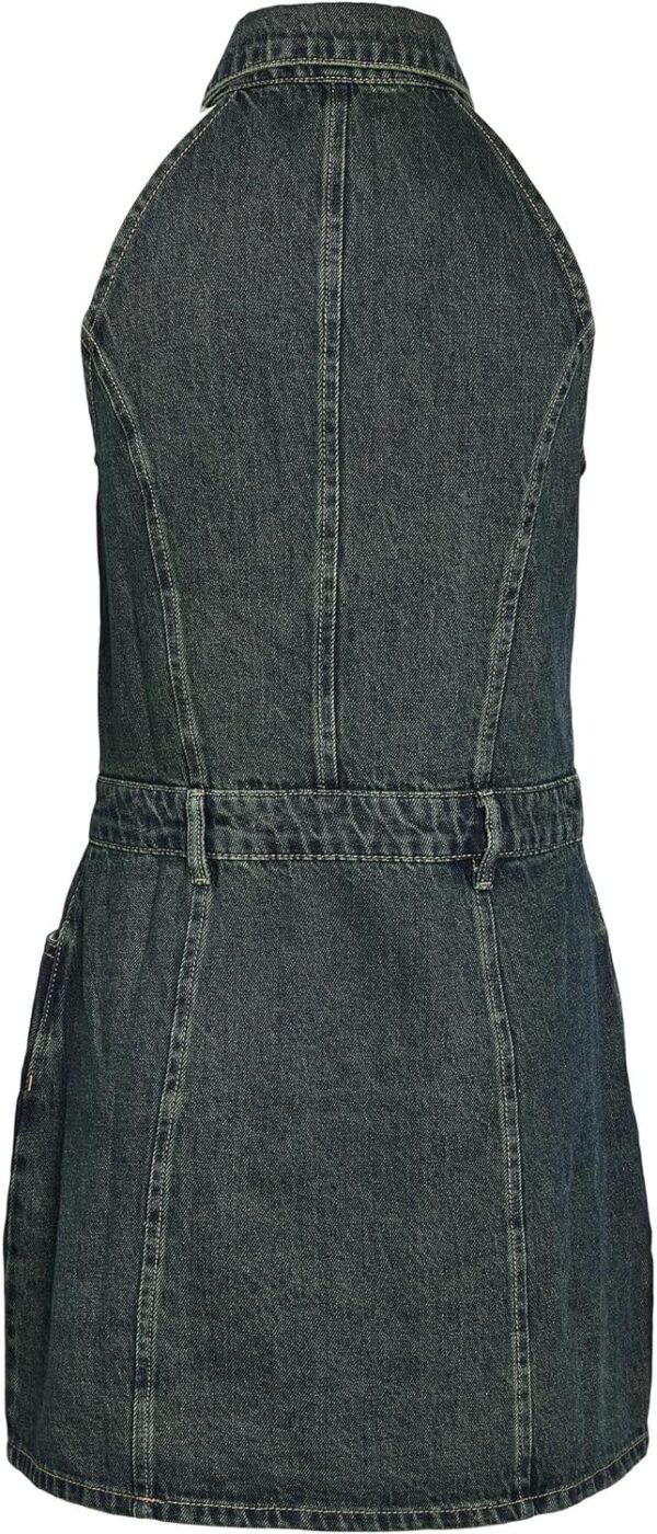 Robe en jean sans manches NOISY MAY col boutonnage intégral-3
