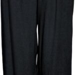 Pantalon femme Bestseller viscose lin cordon ajustable noir-0
