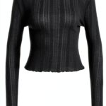 T-shirt Femme Bestseller Noir Coupe Ajustée Détails Volants-0