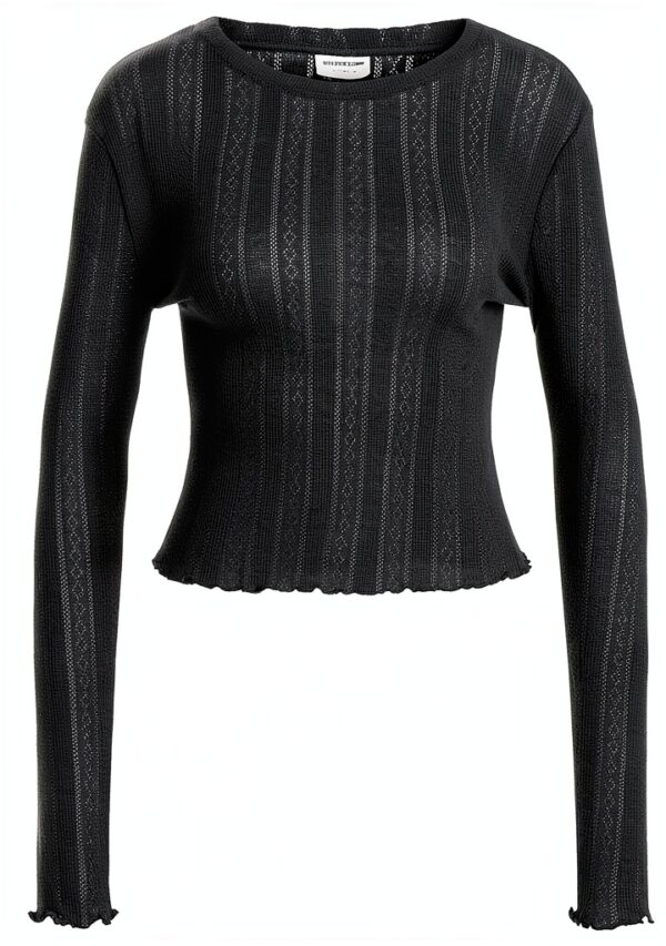 T-shirt Femme Bestseller Noir Coupe Ajustée Détails Volants-0