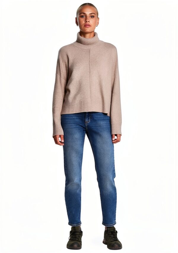 Pull col roulé Bestseller laine mélangée femme décontracté-3