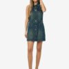 Robe en jean sans manches NOISY MAY col boutonnage intégral-5