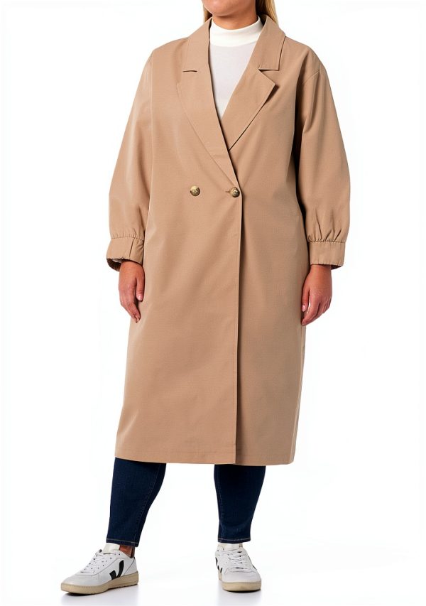 Noisy May Manteau Femme Trench Boutons Col V Manches Longues