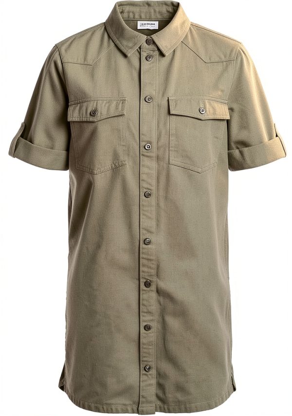 Robe en jean femme NOISY MAY courte olive col polo