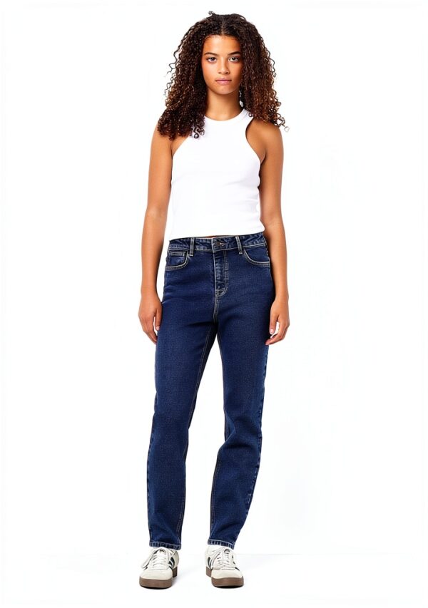 Bestseller Jeans Femme Bleu Coupe Droite Longueur Cheville-3