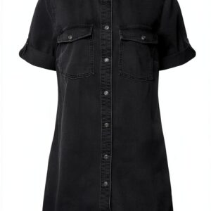 Robe chemise denim femme Bestseller col rond coton confort-0