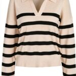 Pull Bestseller rayé viscose femme confortable élégant-0