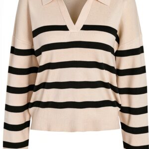 Pull Bestseller rayé viscose femme confortable élégant-0