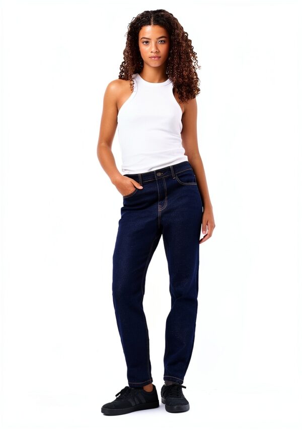 Jean femme Bestseller taille haute délavé bleu foncé-6