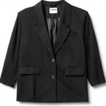 Blazer femme Bestseller polyester recyclé boutonnage noir-0