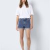 Bermuda Shorts Femme Bestseller Coton Slim Fit Bleu-4