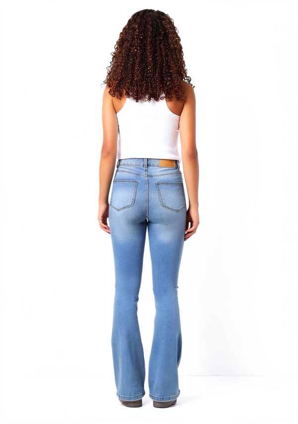 Jeans Bestseller Femme Forme Evasée Coton Extensible Bleu-5