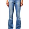 Jeans Bestseller Femme Forme Evasée Coton Extensible Bleu-3