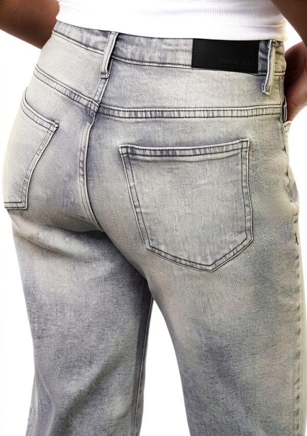 Jean Femme Bestseller Coupe Droite Gris Taille 28W 32L-5