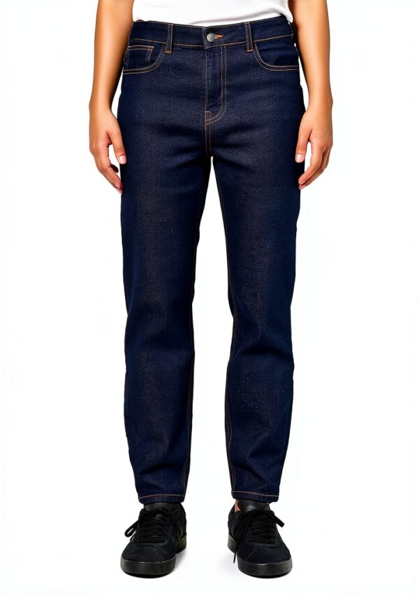 Jean femme Bestseller taille haute délavé bleu foncé-2