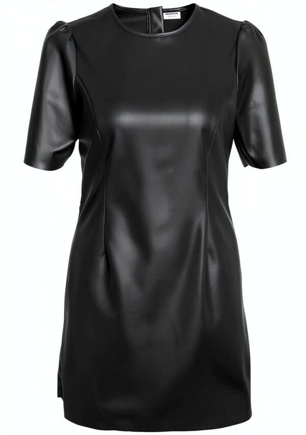 Robe similicuir Bestseller coupe classique fermeture dos-1