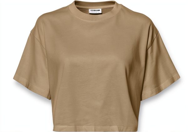 Noisy May T-shirt femme col rond semi-crop manches courtes