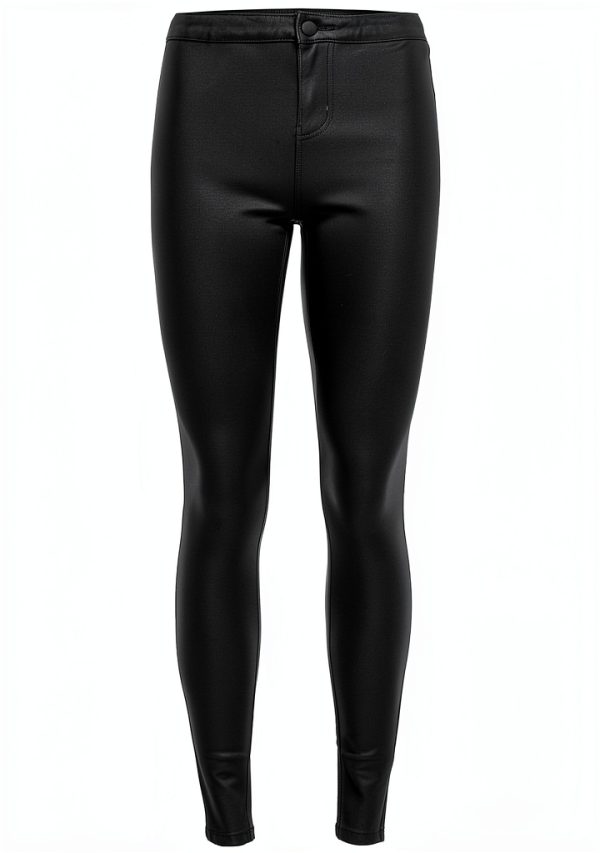 Pantalons femme Noisy May effet cuir élastique noir