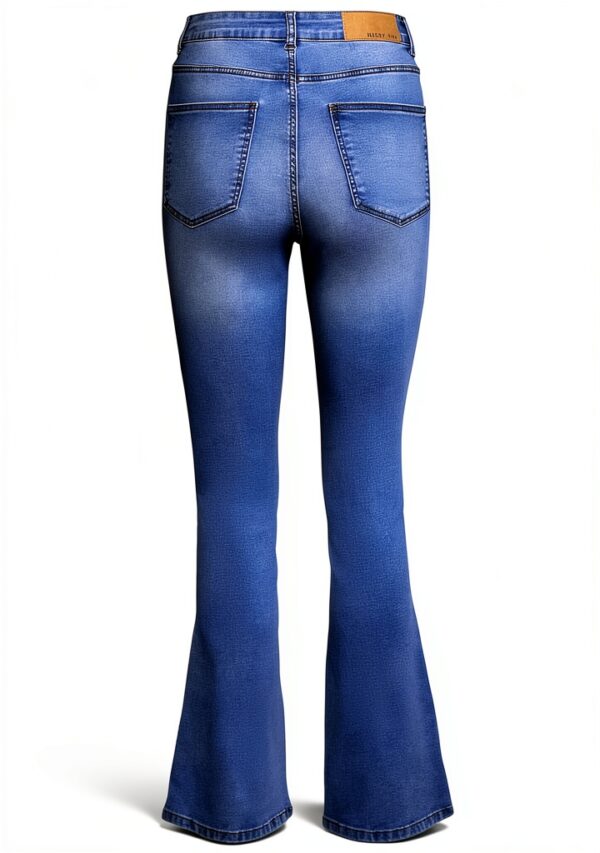 Jeans Bestseller Femme Forme Evasée Coton Extensible Bleu-2