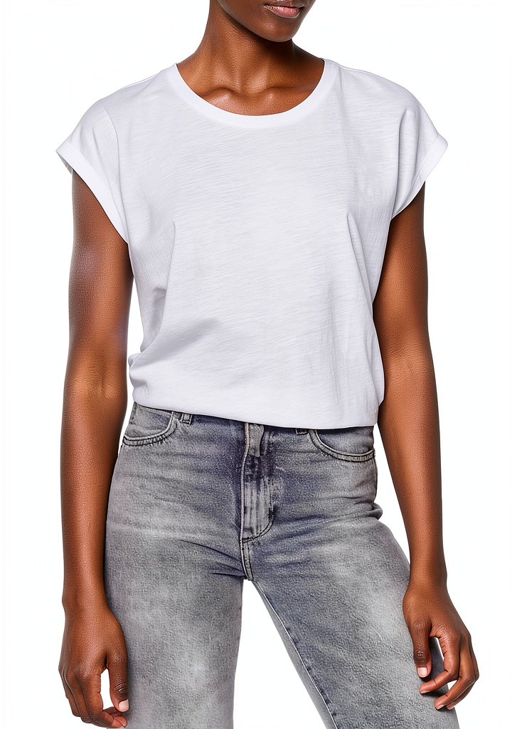 T-shirt Mathilde Noisy May porté avec un jean décontracté