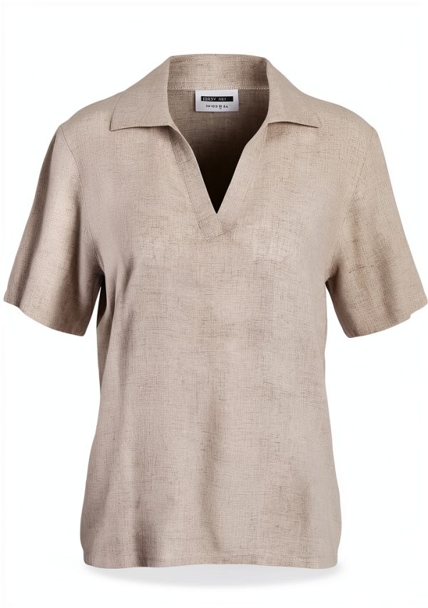 Polo Femme NOISY MAY col décontracté viscose lin confortable