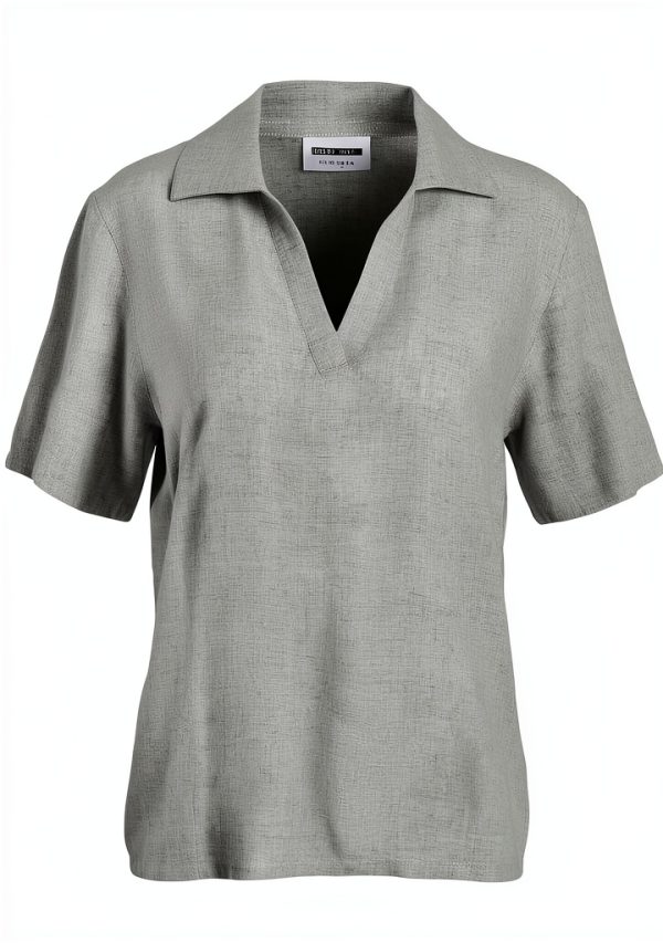 Polo Femme NOISY MAY col décontracté viscose lin confortable