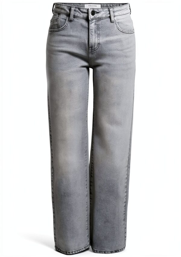 Jean Femme Bestseller Coupe Droite Gris Taille 28W 32L-2