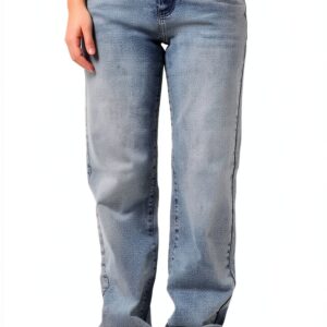 Jean Femme Bestseller Coupe Droite Gris Taille 28W 32L-0