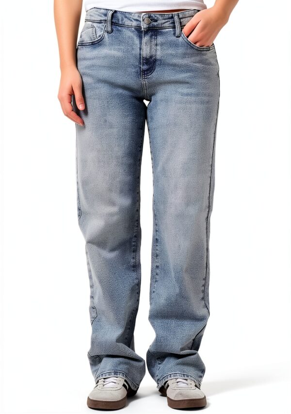 Jean Femme Bestseller Coupe Droite Gris Taille 28W 32L-0