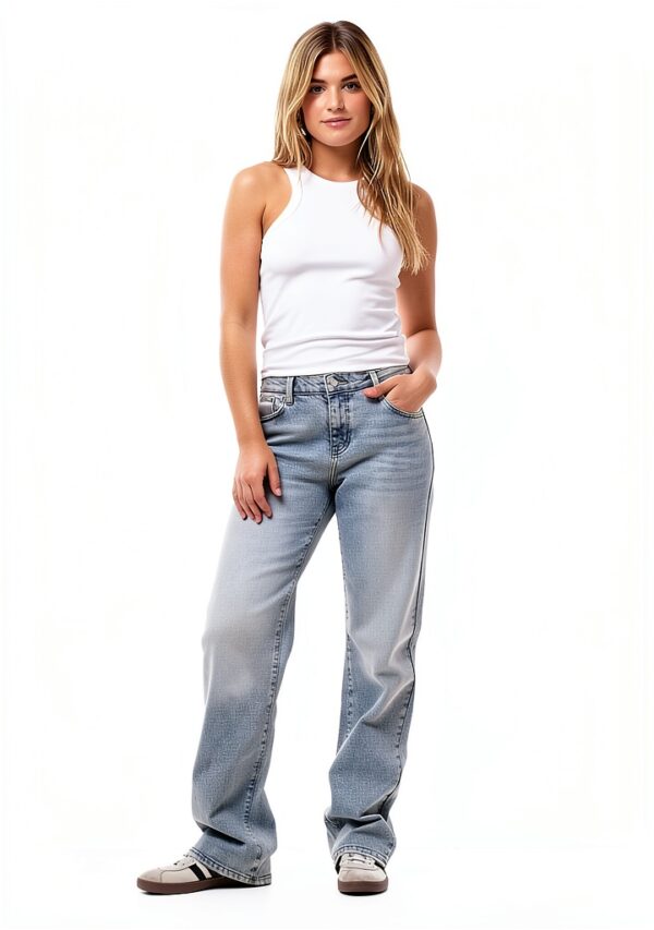 Jeans femme Bestseller coupe droite gris clair denim-6