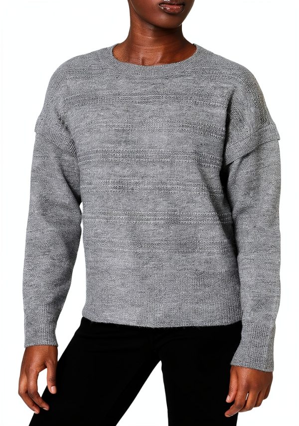 Pull Femme NOISY MAY Manches Longues Col Rond Gris