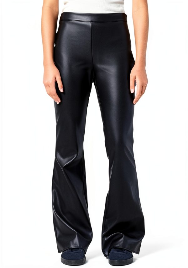 Pantalon femme NOISY MAY Nmandy Pasa PU fond cloche noir