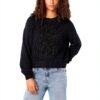 Pull court tricot Bestseller col côtelé femme olive noir-6