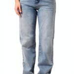 Jeans femme Bestseller coupe droite gris clair denim-0