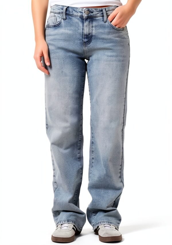 Jeans femme Bestseller coupe droite gris clair denim-0