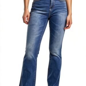 Jeans Bestseller Femme Forme Evasée Coton Extensible Bleu-0