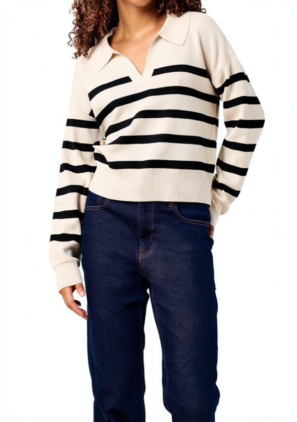Pull Bestseller rayé viscose femme confortable élégant-1