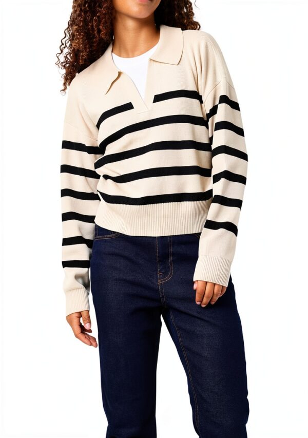 Pull Bestseller rayé viscose femme confortable élégant-2