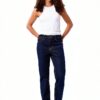 Jean femme Bestseller taille haute délavé bleu foncé-3